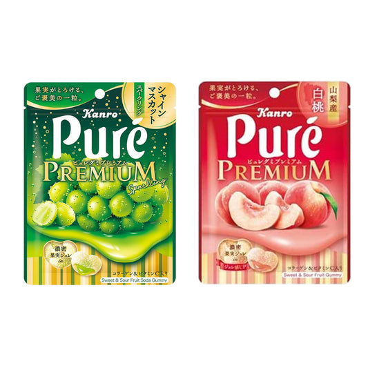 Kanro Pure Gummy Premium – Yamanashi White Peach & Muscat Grape